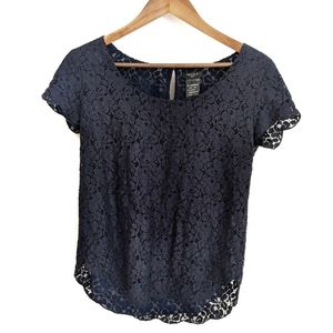 Talula Aritzia Navy Blue Lace Top Size Small